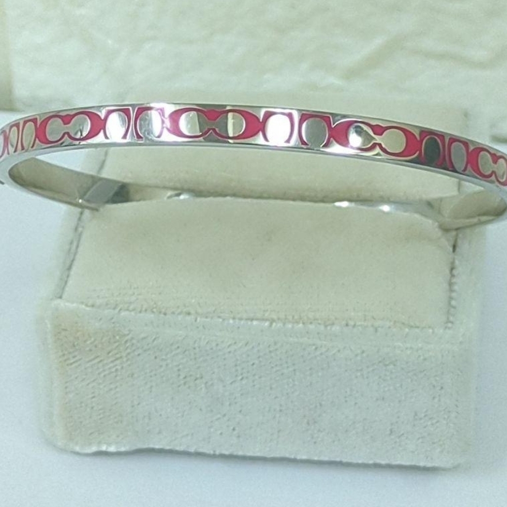 Coach Pink Signature Enamel Bangle Bracelet - Picture 2 of 8